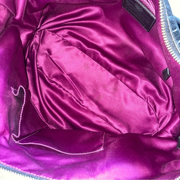 COACH BLACK CROC PRINT LEATHER ZIP CLOSURE TOP HANDLE SILVER BUCKLE PURSE BAG - Picture 11 of 12